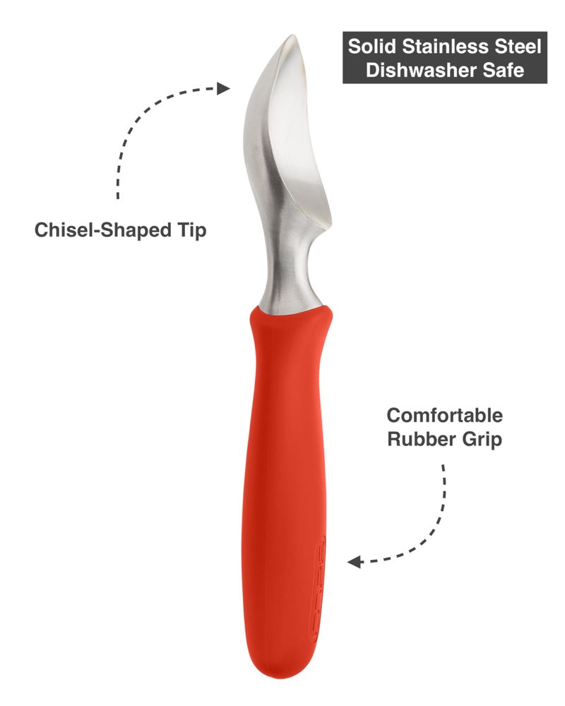 BALCI Ice Cream Scoop - Heavy Duty Stainless Steel Icecream Scooper With Non-Slip Rubber Grip - Professional Metal Ice-Cream Spade - Dishwasher Safe â€“ Red - Image 3